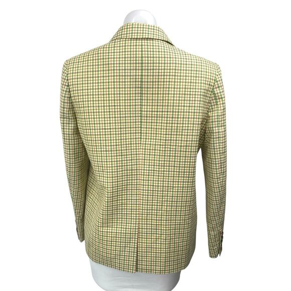 oh L 100% Wool Multicolor Plaid Check Button Long Sleeve Blazer Coat Jacket Sz S - Picture 2 of 4